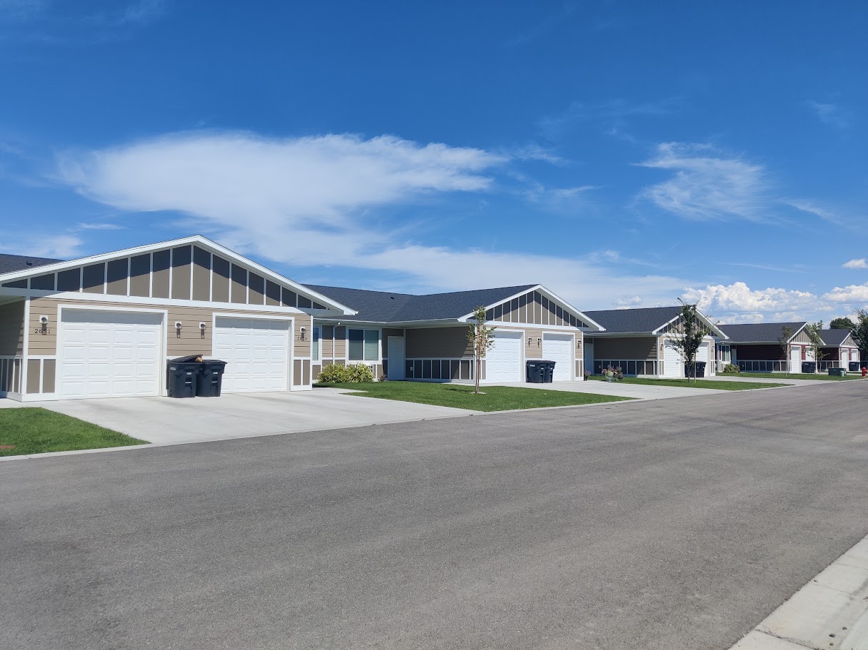 Patio homes with attached garages at Hitt Road in Ammon, Idaho