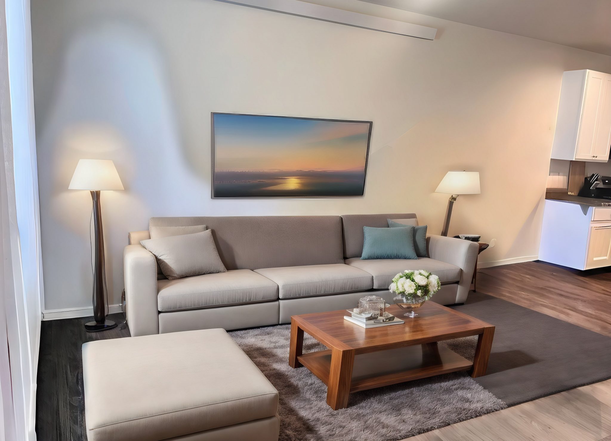 Single level living room in a Neighborhood Rentals patio home